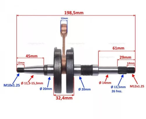 Főtengely Honda DIO ZX / AF34 / AF35 32.5mm