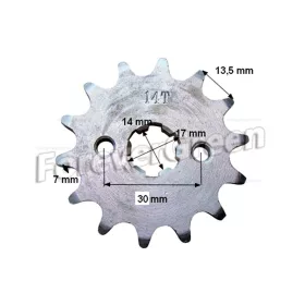 Lánckerék első 428 14 fogas 14/17mm-es tengelyre ATV 110