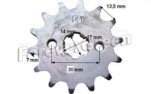 Lánckerék első 428 14 fogas 14/17mm-es tengelyre ATV 110