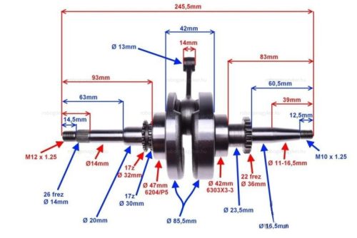 Főtengely 4T GY6  kínai robogóhoz 22-fogas RITKASÁG!!!