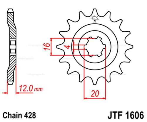 Lánckerék első JTF1606 428 14-fogas