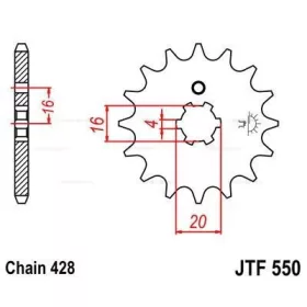 Lánckerék első JTF550 428 15 fogas