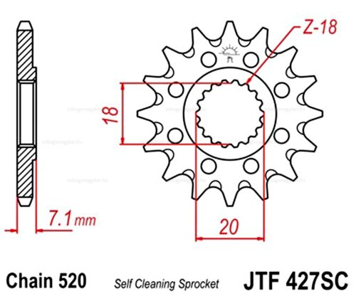 Lánckerék első JTF427SC 520 12 fogas