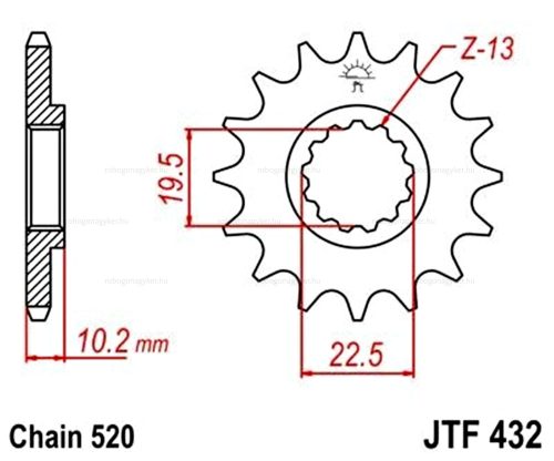 Lánckerék első JTF432SC 520 13 fogas