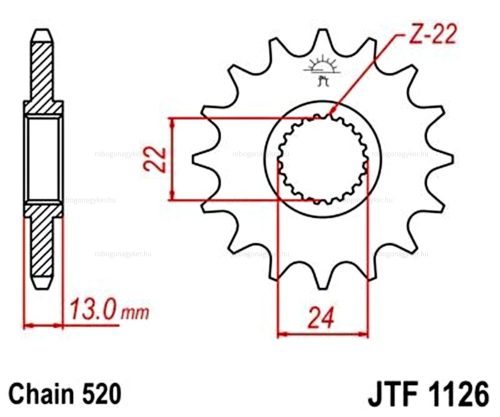 Lánckerék első JTF1126 520 16 fogas