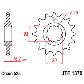 Lánckerék első JTF1370 525 16 fogas