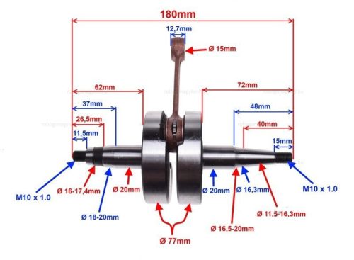 Főtengely DERBI 50 SENDA 2006 D50B0 / GPR 2006 / APRILIA 50 RS 2006 / GILERA 50 SMT / RCR 2006 ( EURO 3 )