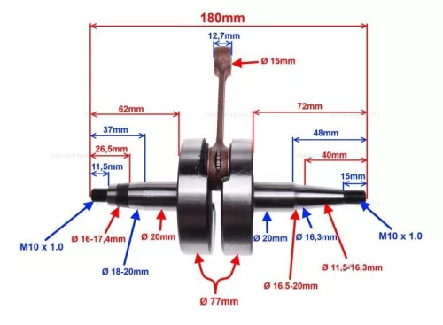 Főtengely DERBI 50 SENDA 2006 D50B0 / GPR 2006 / APRILIA 50 RS 2006 / GILERA 50 SMT / RCR 2006 ( EURO 3 )