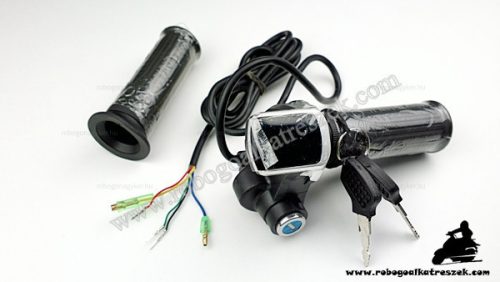 Gázkar töltöttség visszajelzővel és gyújtáskapcsolóval (skálás) - elektromos kerékpárhoz