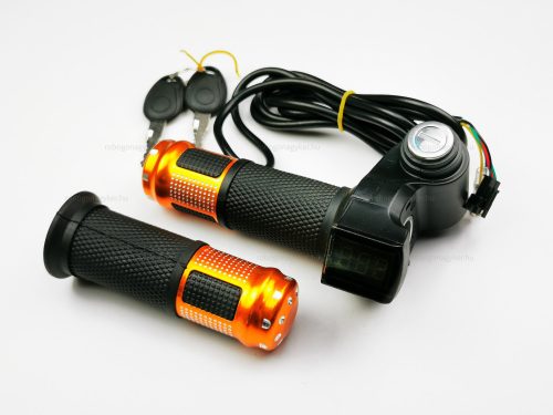 Gázkar töltöttség visszajelzővel és gyújtáskapcsolóval (skálás) - elektromos kerékpárhoz