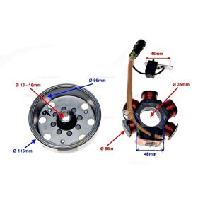   Gyújtás alaplap állórész + forgórész Piaggio Új modell