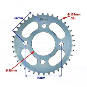 Lánckerék hátsó 428 38 fogas Romet R125 / Romet R150
