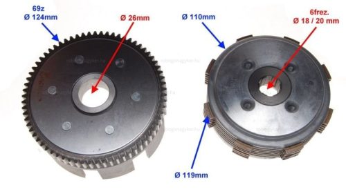 Kuplung szerkezet Kingway / Keeway chopper 150 - 250ccm