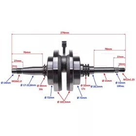   Főtengely 4T HONDA 125 SH 2001-2012 4T, 125 DYLAN, 125 NES@, 125 PANTHEON, 125 PS, 125 SWING 14-es csapszeges