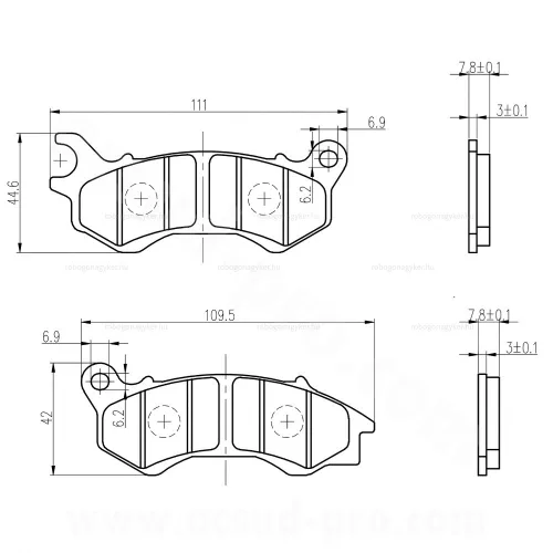Fékbetét HONDA SH 125 /150CC PCX 2009-19 / PEUGEOT SATELIS / DJANGO 50 / 125CC 2014-17 / PIAGGIO LIBERTY / MEDLEY