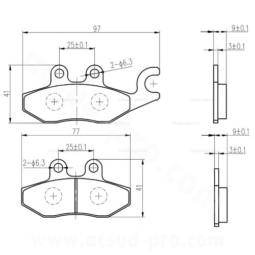 Fékbetét PIAGGIO FLY / BEVERLY 125 / X7 / X8 / MP3 / VESPA GTS 125 / 250 / 300 CC / AJP -PR3 / PR4