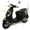 Idomszett fekete SYM FIDDLE2  50  4T 2011-21/ 125cc 2010-2014