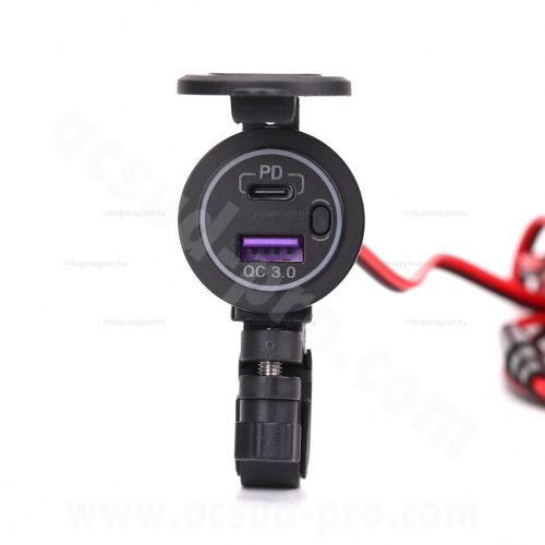 USB töltőaljzat USB B + USB C 12V/2.1A