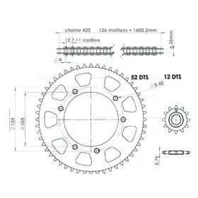 Lánckerék szett PEUGEOT XP6 2002-től  420 13X52